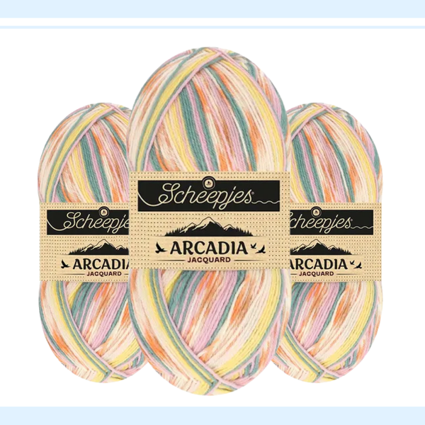 【予約】【単品】ソックヤーン ジャカート アルカディア 1001 Scheepjes-シェイプイェス